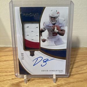 New ListingDevin Singletary 2019 Immaculate ROOKIE TRI COLOR PATCH AUTO /99 TRUE RPA