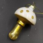 A257# White Gold Glass Mushroom Fly Agaric Bauble Christmas Ornament Decoration