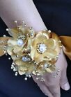 Wedding Gold Flower Wrist Corsage, Prom, Homecoming, Military Ball, Boda,Quince