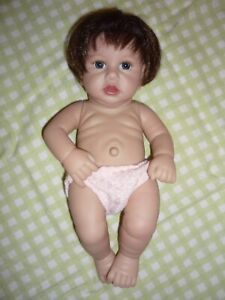 Anatomically Correct Reborn Baby Girl Doll, Unbranded, Dark Hair Blue Eyes, 11
