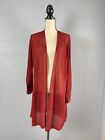 Eileen Fisher Women’s Organic Linen Long Knit Cardigan In Red Size M