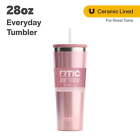 RTIC 28 oz Ceramic Lined Everyday Tumbler, Spill-Resistant Straw Lid, Dusty Rose