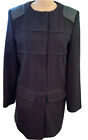 Bebe Coat Black Trench￼ Snap Front With Leather Detail Size Medium