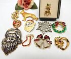 VINTAGE TO NOW CHRISTMAS THEMED FASHION JEWELRY BROOCH LOT