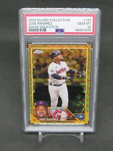 New Listing2023 TOPPS GILDED COLLECTION JOSE RAMIREZ WAVE GOLD ETCH /75 PSA 10 INDIANS MG5