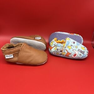 2 Pair Baby Leather Mejale Soft Sole Size 6-12 Months Shoes Slip On Moccasins