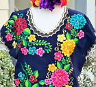 Mexico Floral: Linen Blouse Embroidery Vtg French Cutwork Collar Scallop Finish