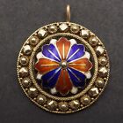 Antique silver and enamel solje circular pendant by J Tostrup Norway 1884