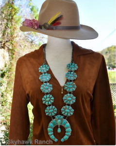 Squash Blossom Turquoise Necklace Western Southwestern Jewelry