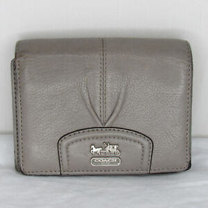 Coach Taupe Leather Small Accordion Clutch Wallet