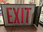 VINTAGE METAL EXIT SIGN P-4044 MC PHILBEN BROOKLYN NY ELECTRIC MOUNTED UNTESTED
