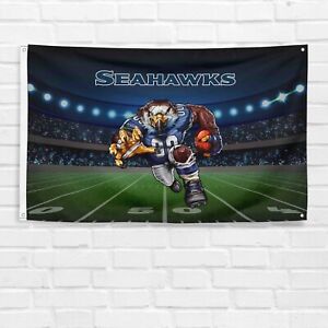 For Seattle Seahawks Football Fans 3x5 ft Mascot Flag NFL Gift Banner