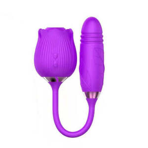 2 in 1 Dual Rose Vibrator Sucking Sex Toy 10 Speed Waterproof(Purple)