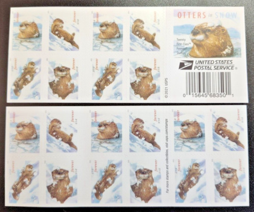 US Scott # 5648-5651 Booklet Pane Of 20 Stamps MNH, Otters In Snow