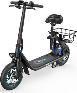 Gyroor C1 Electric Scooter for Adults with Seat, 20/25 Miles Range 450W - BLACK
