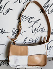 ETIENE AIGNER brown leather / linen handbag- 12” x 7” x 2.5” trim 30”