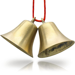 2Pcs Hanging Bells for Door - Cow Bell Necklaces Hanging Bell Brass Bells Garden