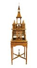 Ultra Rare Antique Six Foot Tall Hand Carved Mahogany Bird Cage on Stand