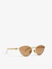 Gucci GG0977S Cat Eye Sunglasses Chain Charm Gold Brown Luxury Eyewear NEW