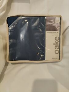 Oake Cotton & Tencel 300 TC full/queen Duvet Cover & Shams Set Navy Blue New