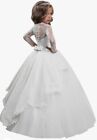 Flower Girl Dress Long Gown Lace  Tulle Pageant Gown 1st Communion 6/7. NWOT