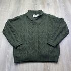 Aran Sweater Market Green Merino Wool Sweater Cardigan Women’s Size M Medium