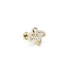 14K REAL Solid Gold Diamond Lotus Labret Stud Helix Cartilage Conch Piercing 16G