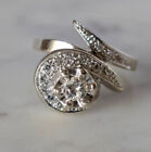 Vintage Diamond Swirl Engagement Ring 14K White Gold 1.59Ct Cubic Zircon Ring