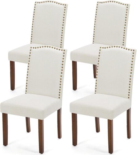4Pcs Dining Chairs Parsons Dining Kitchen Chairs with Nailhead Trim & Wood Legs