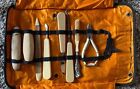 Vintage Leather Bound 7 Piece Nail Care Kit - Complete / Snaps Shut