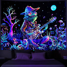 Blacklight Frog Tapestry Fantasy Neon Mushroom Tapestry UV Reactive Plant Floral