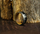 Whiskey Barrel Ring Tungsten Black Forest Tree Wood Inside Wedding Band Ring