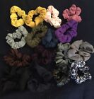 Lot Of 16 Cotton/Satin Hair Scrunchies New