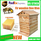 2024 Newest 7Pcs Flowing Honey Beehive Frames + Beekeeping Wooden House Up Box