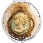 Teal Gold Cameo Compact with Mirrors - Perfect for your Pocket or Purse
