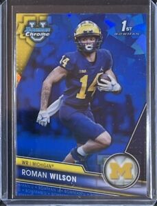 Roman Wilson 2023 Bowman Chrome U Sapphire Michigan Wolverines - Steelers 1st