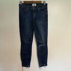 Paige Jeans Womens 28 Verdugo Ankle Dark Wash Blue Skinny Distressed Fray