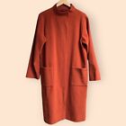 Vintage 90s Eileen Fisher NWT Wool Long Trench Coat Rusty Orange Elegant Women S