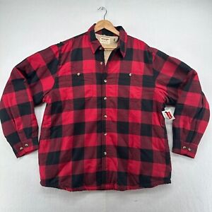 Wrangler Mens XL Red Black Jacket Shirt Plaid Checkered Fleece Lined NEW Shacket