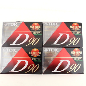 TDK D90 Blank Cassette Tapes Lot Of 4 IECI / TYPE I High Output New Sealed