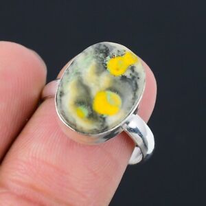 Bumble Bee Jasper Gemstone 925 Sterling Silver Jewelry Ring Size 8.5