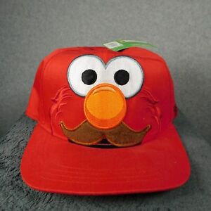Elmo Sesame Street Hat Mustache NWT Red Snap Back Cartoon Colorful Embroidered