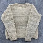 VINTAGE Sweater Womens 48 Beige Cable Knit Crew Neck Pullover Sweatshirt 90s