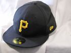 Pittsburgh Pirates Hat Cap Mens Fitted 7 1/2 Black New Era Baseball Black Gold
