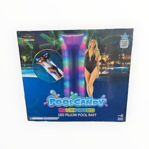 Pool Candy Illuminated Inflatable 73 Inch LED Pillow Pool Raft Live Lights Tech