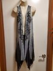 Vocal Woman's Long Lace Duster Vest Open Front Gothic Size Small Made In USA
