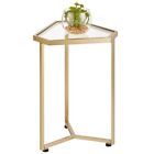 mDesign Triangle Metal & Glass In-Lay Accent Table - Soft Brass/Glass