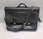 Coach 0532 Unisex Black Leather Prescott Messenger Briefcase Laptop Bag Turnlock