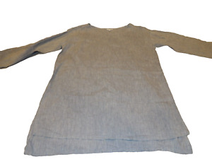 Eileen Fisher Organic Linen Medium Shirt Dress Chambray Coquette Cottage Core