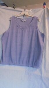 BLAIR , LILAC TANK TOP/ LACE ON FRONT, NECK. SZ XL. BUST 46